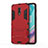 Silikon Hülle Handyhülle und Kunststoff Schutzhülle Tasche mit Ständer für OnePlus 7 Rot