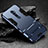 Silikon Hülle Handyhülle und Kunststoff Schutzhülle Tasche mit Ständer für Oppo Reno 10X Zoom Blau