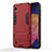 Silikon Hülle Handyhülle und Kunststoff Schutzhülle Tasche mit Ständer für Samsung Galaxy A10 Rot