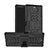 Silikon Hülle Handyhülle und Kunststoff Schutzhülle Tasche mit Ständer für Sony Xperia 10 Plus Schwarz