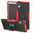Silikon Hülle Handyhülle und Kunststoff Schutzhülle Tasche mit Ständer für Sony Xperia L3 Rot