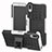 Silikon Hülle Handyhülle und Kunststoff Schutzhülle Tasche mit Ständer für Sony Xperia L3 Silber