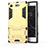 Silikon Hülle Handyhülle und Kunststoff Schutzhülle Tasche mit Ständer für Sony Xperia XZ1 Compact Gelb