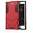 Silikon Hülle Handyhülle und Kunststoff Schutzhülle Tasche mit Ständer für Sony Xperia XZ1 Compact Rot