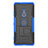 Silikon Hülle Handyhülle und Kunststoff Schutzhülle Tasche mit Ständer für Sony Xperia XZ3 Blau