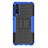Silikon Hülle Handyhülle und Kunststoff Schutzhülle Tasche mit Ständer P02 für Huawei P20 Pro Blau