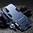 Silikon Hülle Handyhülle und Kunststoff Schutzhülle Tasche mit Ständer R01 für Oppo Reno4 5G Blau