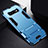 Silikon Hülle Handyhülle und Kunststoff Schutzhülle Tasche mit Ständer R02 für Samsung Galaxy S10 5G Blau