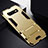 Silikon Hülle Handyhülle und Kunststoff Schutzhülle Tasche mit Ständer R02 für Samsung Galaxy S10 5G Gold