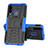 Silikon Hülle Handyhülle und Kunststoff Schutzhülle Tasche mit Ständer R03 für Huawei Honor 20 Lite Blau