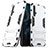 Silikon Hülle Handyhülle und Kunststoff Schutzhülle Tasche mit Ständer R03 für Huawei Honor 20 Weiß