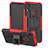 Silikon Hülle Handyhülle und Kunststoff Schutzhülle Tasche mit Ständer Z01 für Huawei Honor 8A Rot