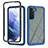Silikon Schutzhülle Rahmen Tasche Hülle Durchsichtig Transparent 360 Grad Ganzkörper ZJ1 für Samsung Galaxy S22 Plus 5G Blau
