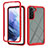 Silikon Schutzhülle Rahmen Tasche Hülle Durchsichtig Transparent 360 Grad Ganzkörper ZJ1 für Samsung Galaxy S22 Plus 5G Rot