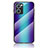 Silikon Schutzhülle Rahmen Tasche Hülle Spiegel Farbverlauf Regenbogen LS2 für Oppo Reno7 5G Blau