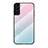 Silikon Schutzhülle Rahmen Tasche Hülle Spiegel Farbverlauf Regenbogen M02 für Samsung Galaxy S22 5G Cyan