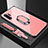 Silikon Schutzhülle Rahmen Tasche Hülle Spiegel mit Magnetisch Fingerring Ständer T01 für Samsung Galaxy Note 10 Plus 5G Rosa