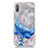 Silikon Schutzhülle Ultra Dünn Tasche Durchsichtig Transparent Blumen T04 für Apple iPhone Xs Max Blau