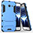 Silikon Schutzhülle und Kunststoff Tasche mit Ständer für Samsung Galaxy J5 (2017) Version Americaine Blau