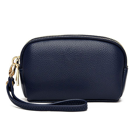 Handtasche Clutch Handbag Schutzhülle Leder Universal K16 Blau