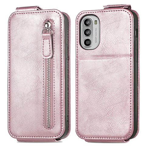 Handyhülle Hülle Flip Tasche Leder für Motorola Moto G52j 5G Rosegold