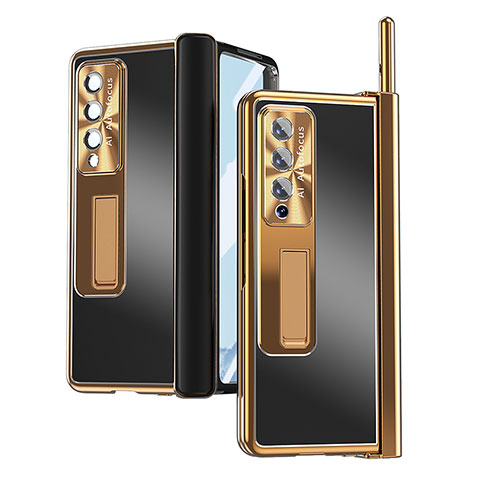 Handyhülle Hülle Hartschalen Kunststoff Schutzhülle Tasche Matt H05 für Samsung Galaxy Z Fold3 5G Gold und Schwarz