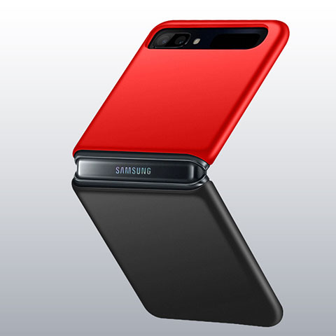 Handyhülle Hülle Hartschalen Kunststoff Schutzhülle Tasche Matt M01 für Samsung Galaxy Z Flip 5G Rot und Schwarz
