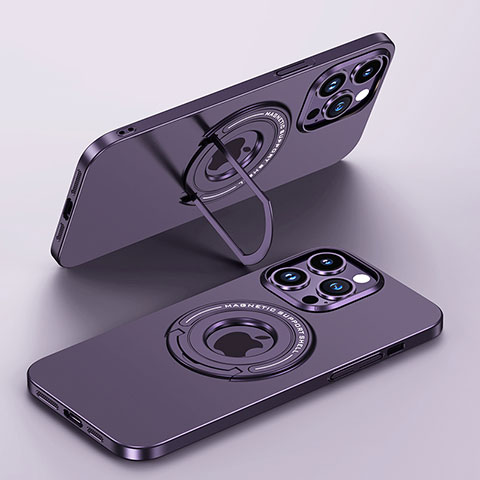 Handyhülle Hülle Hartschalen Kunststoff Schutzhülle Tasche Matt mit Mag-Safe Magnetic Magnetisch für Apple iPhone 13 Pro Violett