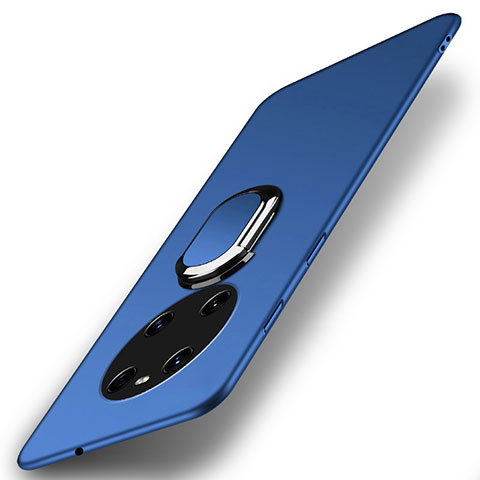Handyhülle Hülle Hartschalen Kunststoff Schutzhülle Tasche Matt mit Magnetisch Fingerring Ständer A01 für Huawei Mate 40E 4G Blau