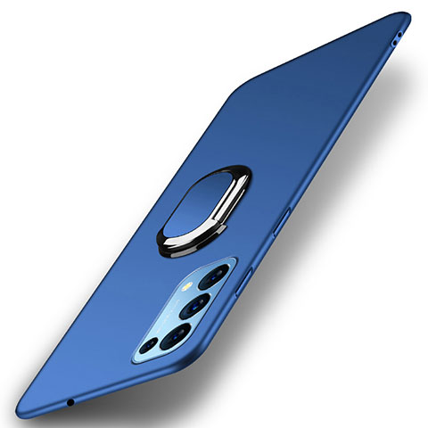 Handyhülle Hülle Hartschalen Kunststoff Schutzhülle Tasche Matt mit Magnetisch Fingerring Ständer A01 für Oppo Reno5 5G Blau