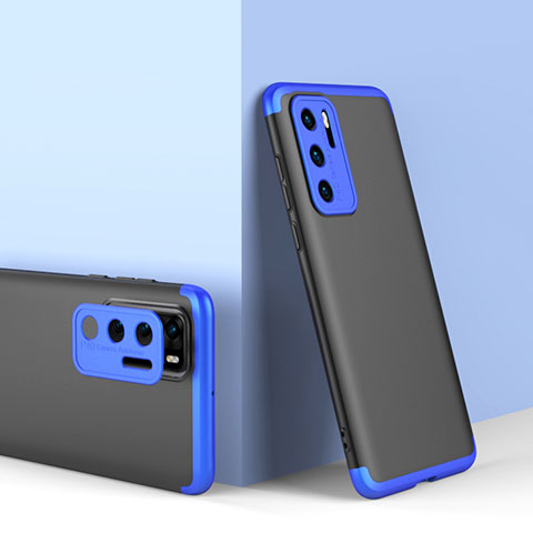 Handyhülle Hülle Hartschalen Kunststoff Schutzhülle Tasche Matt Vorder und Rückseite 360 Grad Ganzkörper für Huawei P40 Blau und Schwarz