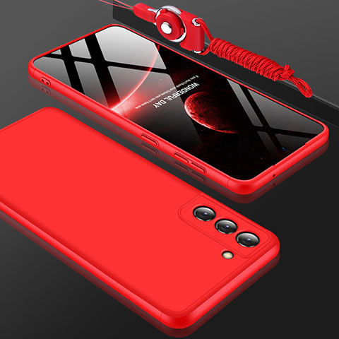 Handyhülle Hülle Hartschalen Kunststoff Schutzhülle Tasche Matt Vorder und Rückseite 360 Grad Ganzkörper für Samsung Galaxy S21 5G Rot