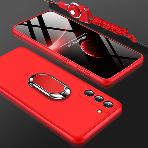 Handyhülle Hülle Hartschalen Kunststoff Schutzhülle Tasche Matt Vorder und Rückseite 360 Grad Ganzkörper M01 für Samsung Galaxy S22 Plus 5G Rot
