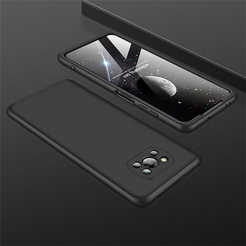 Handyhülle Hülle Hartschalen Kunststoff Schutzhülle Tasche Matt Vorder und Rückseite 360 Grad Ganzkörper M01 für Xiaomi Poco X3 NFC Schwarz