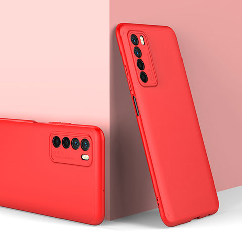 Handyhülle Hülle Hartschalen Kunststoff Schutzhülle Tasche Matt Vorder und Rückseite 360 Grad Ganzkörper P01 für Huawei Honor Play4 5G Rot