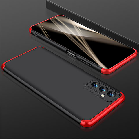 Handyhülle Hülle Hartschalen Kunststoff Schutzhülle Tasche Matt Vorder und Rückseite 360 Grad Ganzkörper P01 für Samsung Galaxy M13 4G Rot und Schwarz