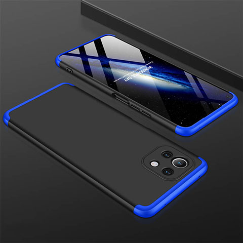 Handyhülle Hülle Hartschalen Kunststoff Schutzhülle Tasche Matt Vorder und Rückseite 360 Grad Ganzkörper P01 für Xiaomi Mi 11 5G Blau und Schwarz