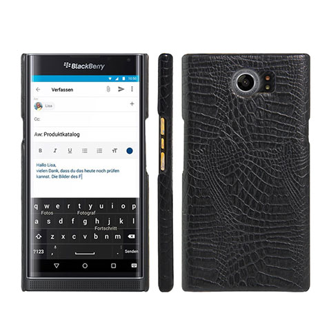 Handyhülle Hülle Kunststoff Schutzhülle Leder für Blackberry Priv Schwarz