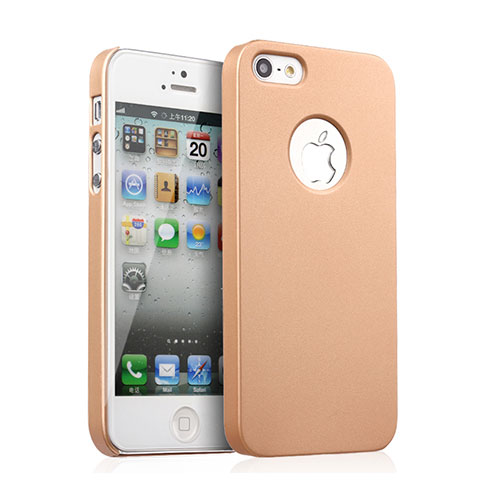 Handyhülle Hülle Kunststoff Schutzhülle Matt Loch für Apple iPhone 5S Gold