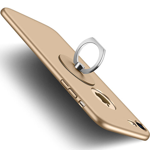 Handyhülle Hülle Kunststoff Schutzhülle Matt Loch mit Fingerring Ständer für Apple iPhone SE (2020) Gold
