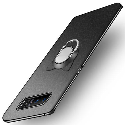 Handyhülle Hülle Kunststoff Schutzhülle Matt mit Fingerring Ständer A02 für Samsung Galaxy Note 8 Schwarz
