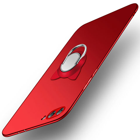 Handyhülle Hülle Kunststoff Schutzhülle Matt mit Fingerring Ständer A03 für Huawei Honor View 10 Rot