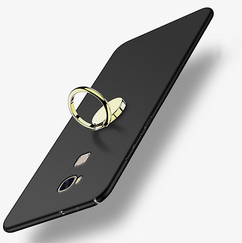 Handyhülle Hülle Kunststoff Schutzhülle Matt mit Fingerring Ständer für Huawei GR5 Schwarz