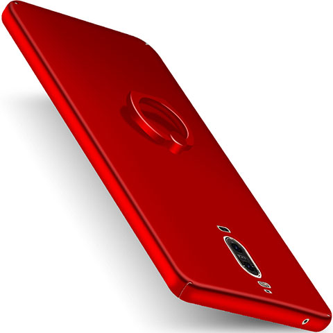 Handyhülle Hülle Kunststoff Schutzhülle Matt mit Fingerring Ständer für Huawei Mate 9 Pro Rot