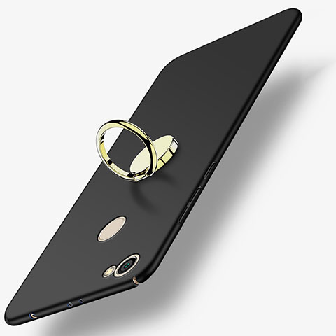 Handyhülle Hülle Kunststoff Schutzhülle Matt mit Fingerring Ständer für Xiaomi Redmi Note 5A High Edition Schwarz