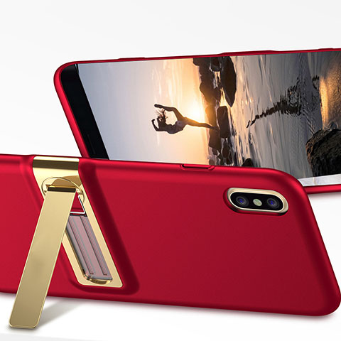 Handyhülle Hülle Kunststoff Schutzhülle Matt mit Ständer für Apple iPhone X Rot