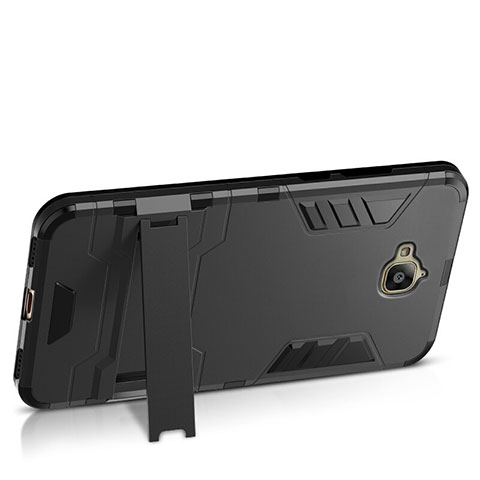 Handyhülle Hülle Kunststoff Schutzhülle Matt mit Ständer für Huawei Enjoy 5 Schwarz