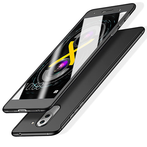 Handyhülle Hülle Kunststoff Schutzhülle Matt Vorder und Rückseite 360 Grad M01 für Huawei Honor 6X Pro Schwarz