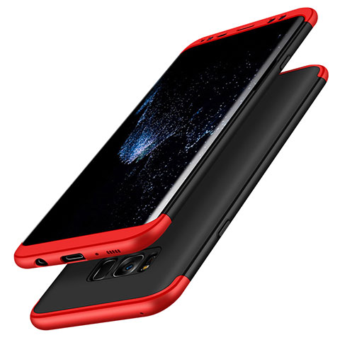 Handyhülle Hülle Kunststoff Schutzhülle Matt Vorder und Rückseite 360 Grad M03 für Samsung Galaxy S8 Plus Rot und Schwarz