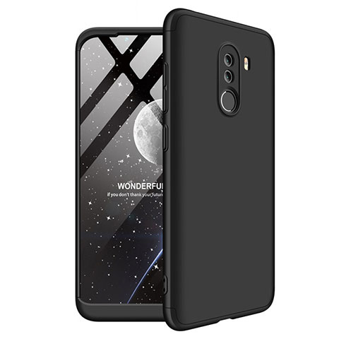 Handyhülle Hülle Kunststoff Schutzhülle Matt Vorder und Rückseite 360 Grad Q02 für Xiaomi Pocophone F1 Schwarz